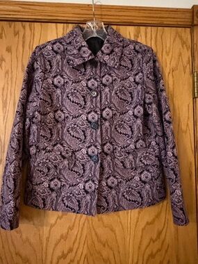Liz Claiborne Mauve & Deep Purple Paisley Button Jacket